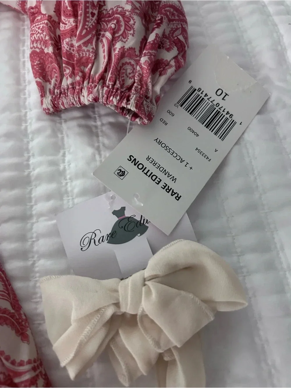 Rare Editions' Ruffled Paisley Smocked Waist Dress - Coral. Size 10 NWT